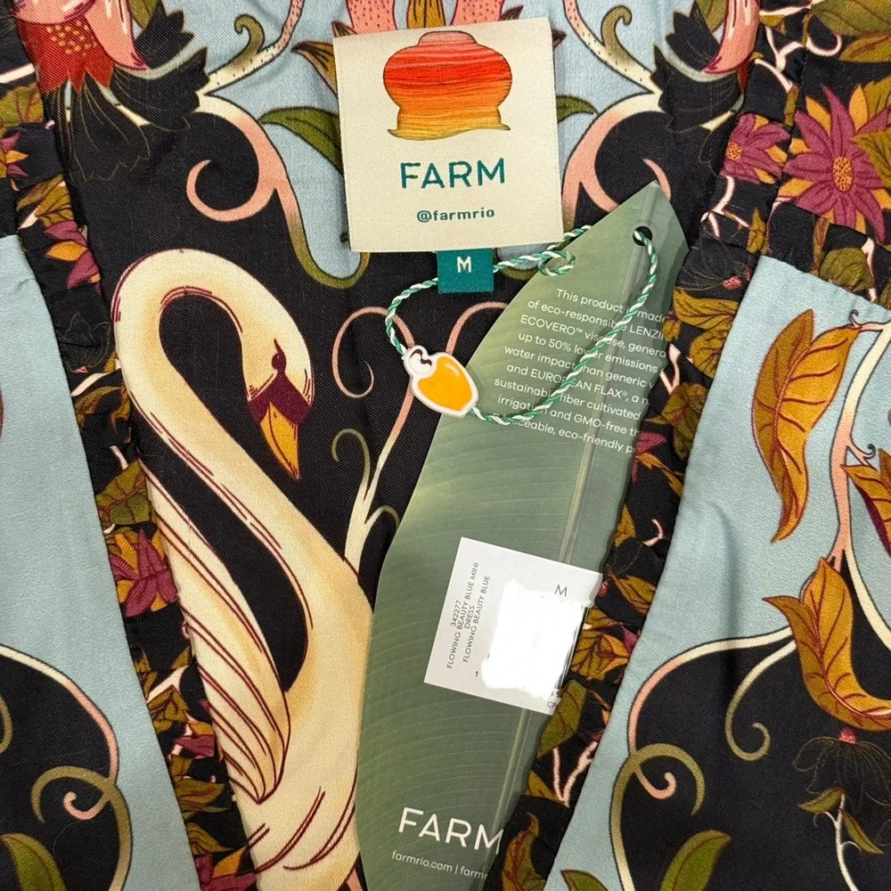 FARM Rio Flowing Beauty Mini Dress, Light Blue/Black/Red, NWT π§π· - Picture 15 of 16